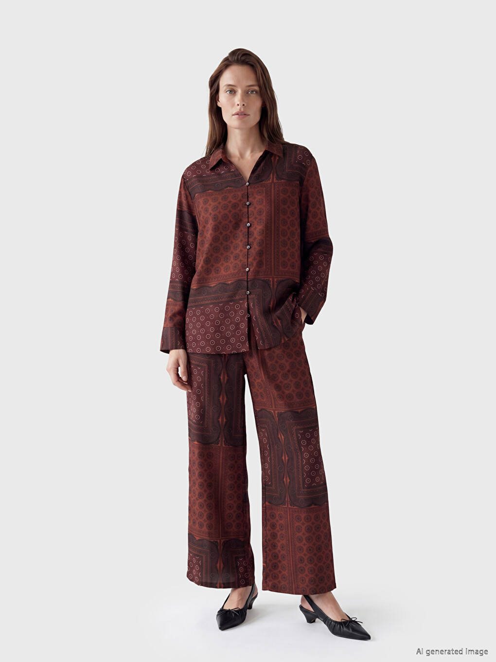 Elastic Waist Patterned Women's Trousers