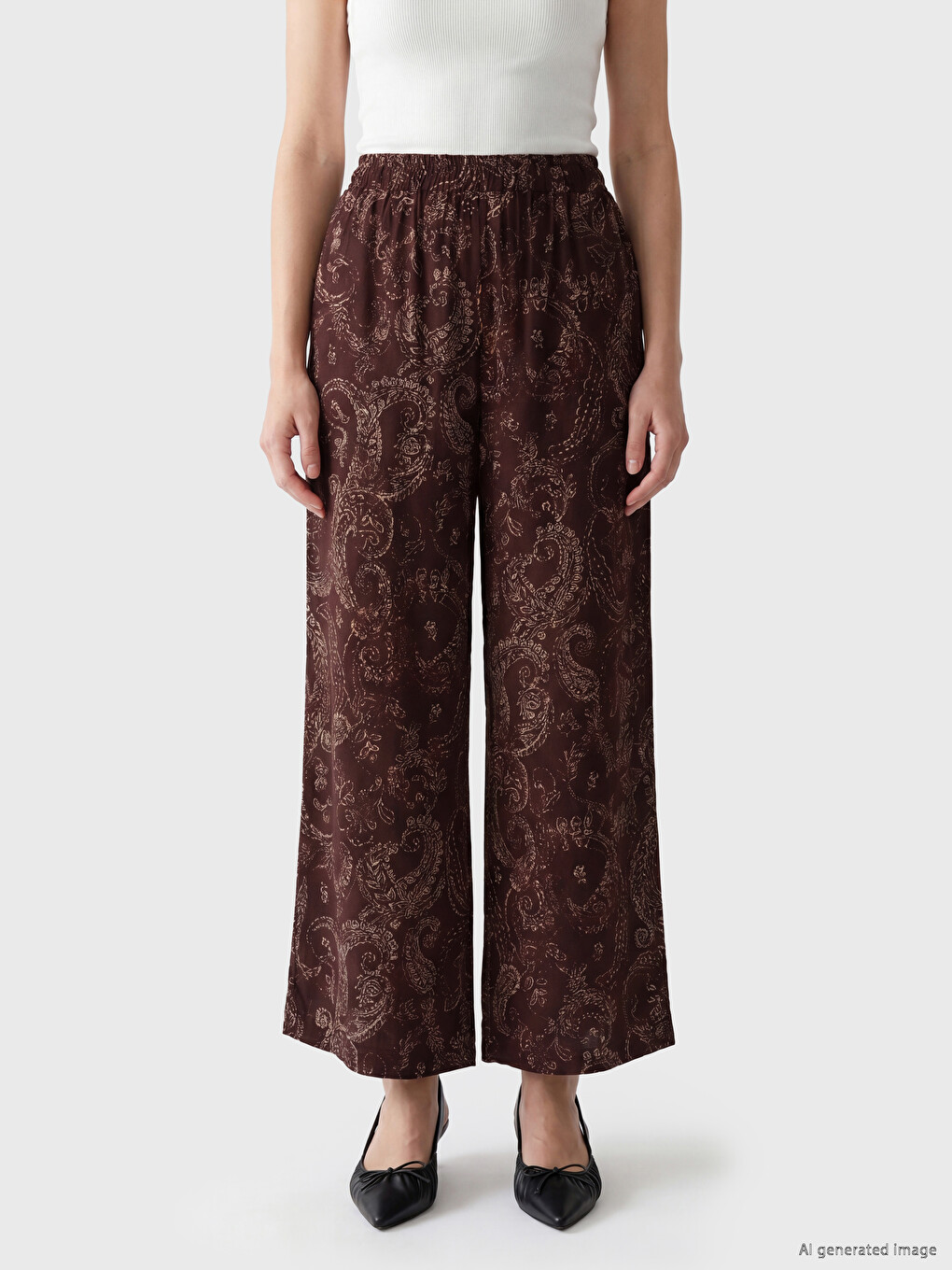 Elastic Waist Patterned Women's Trousers-2