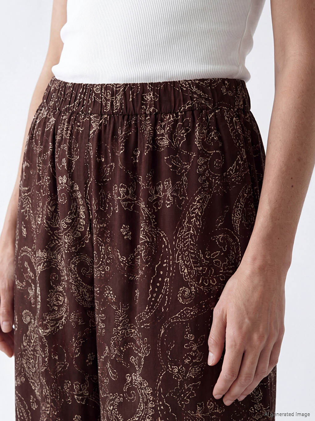 Elastic Waist Patterned Women's Trousers-4