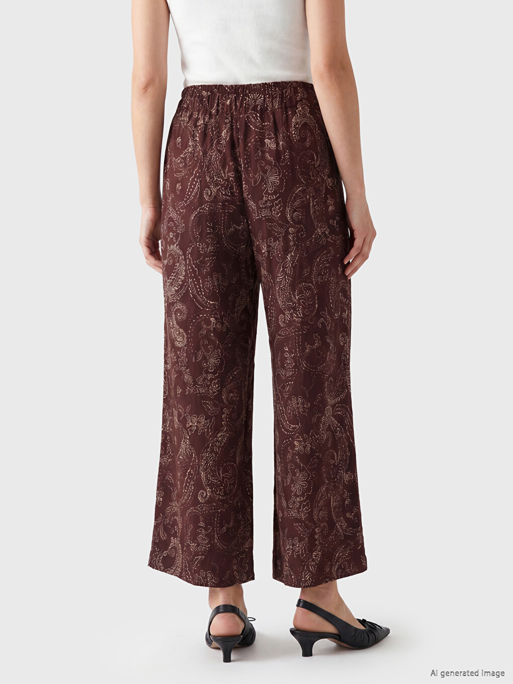 Elastic Waist Patterned Women's Trousers-6