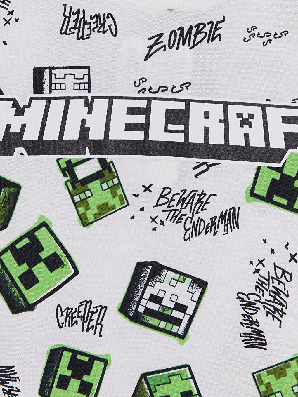 Ekru Minecraft Baskılı Erkek Çocuk Şortlu Pijama Takımı-2