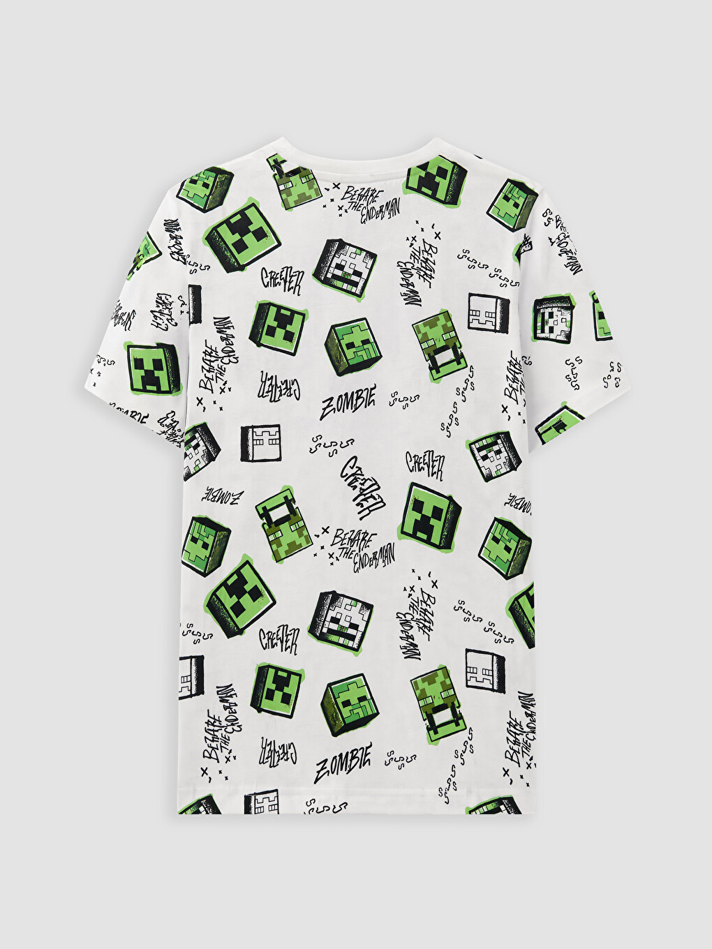 Ekru Minecraft Baskılı Erkek Çocuk Şortlu Pijama Takımı-3