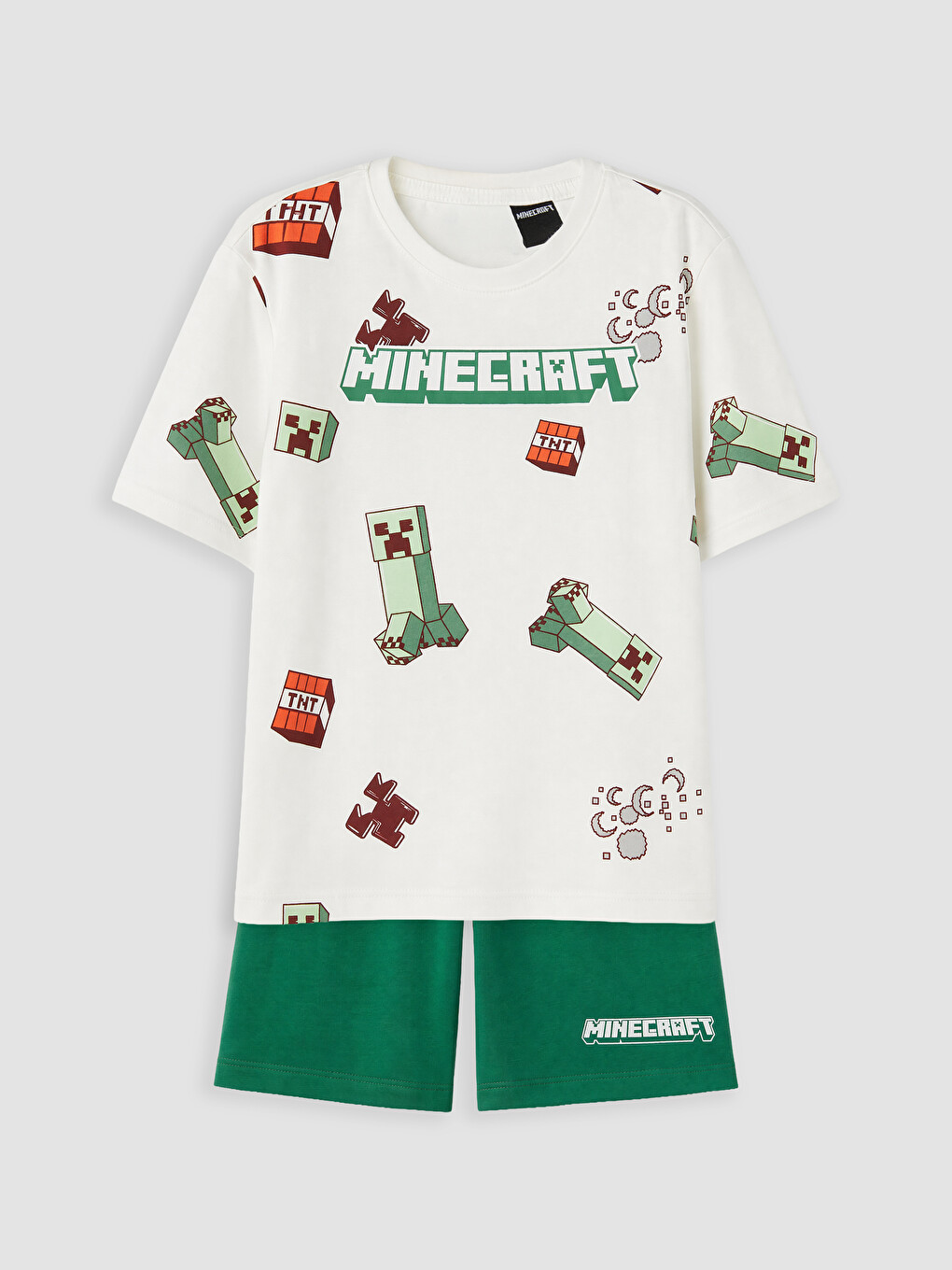 Ekru Minecraft Baskılı Erkek Çocuk Şortlu Pijama Takımı