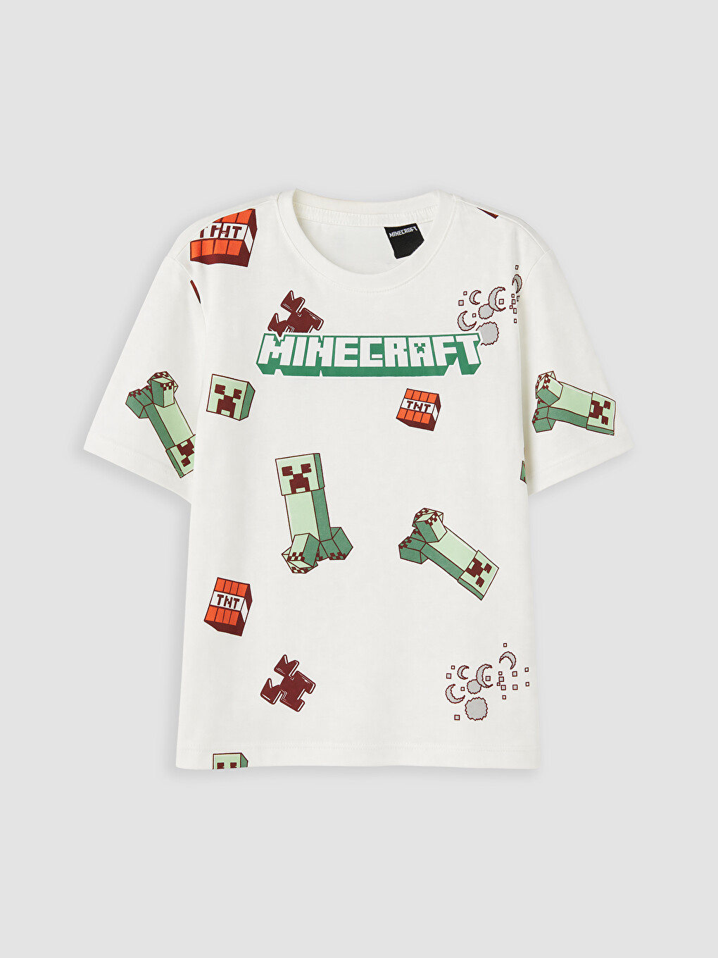 Ekru Minecraft Baskılı Erkek Çocuk Şortlu Pijama Takımı-1