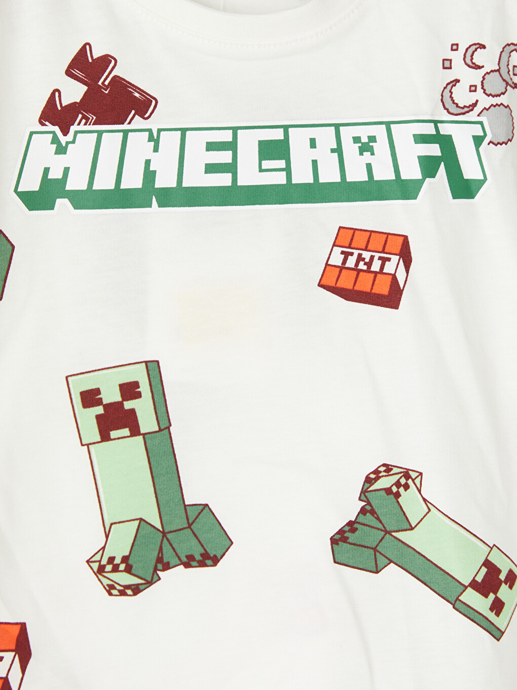 Ekru Minecraft Baskılı Erkek Çocuk Şortlu Pijama Takımı-2