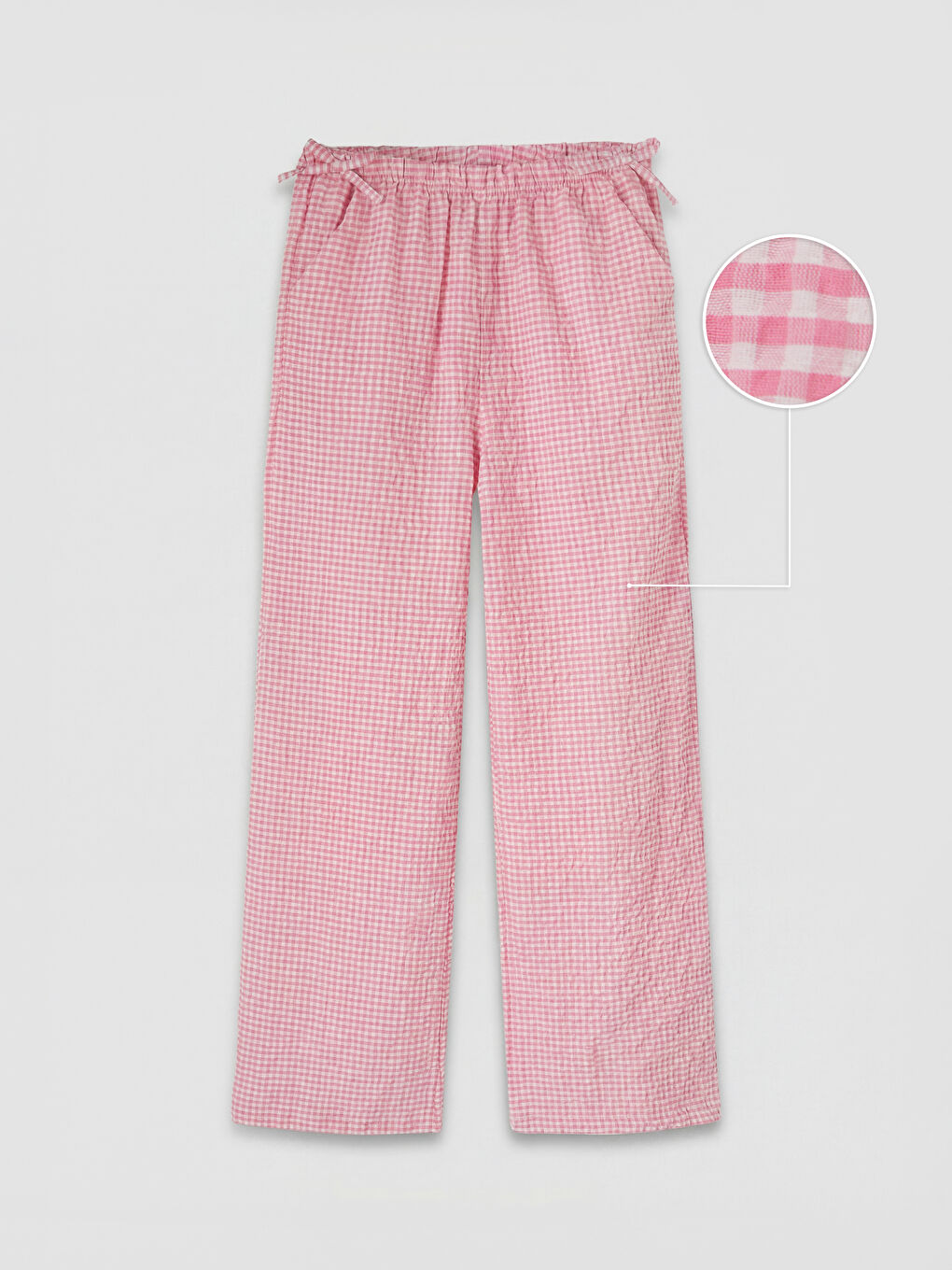 Pembe Loose Fit Ekose Kız Çocuk Pantolon