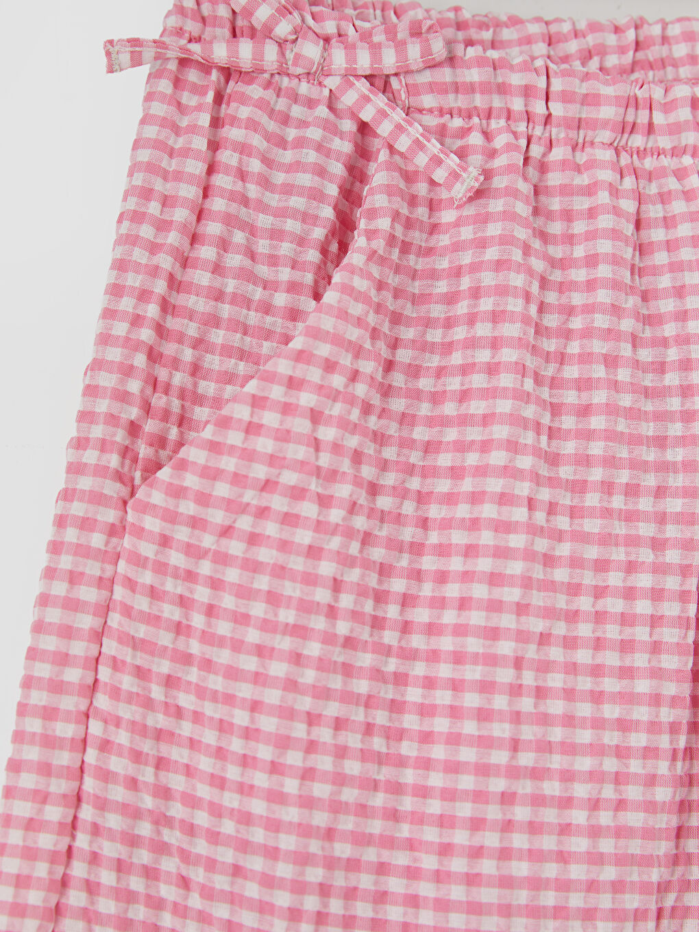 Pembe Loose Fit Ekose Kız Çocuk Pantolon-2