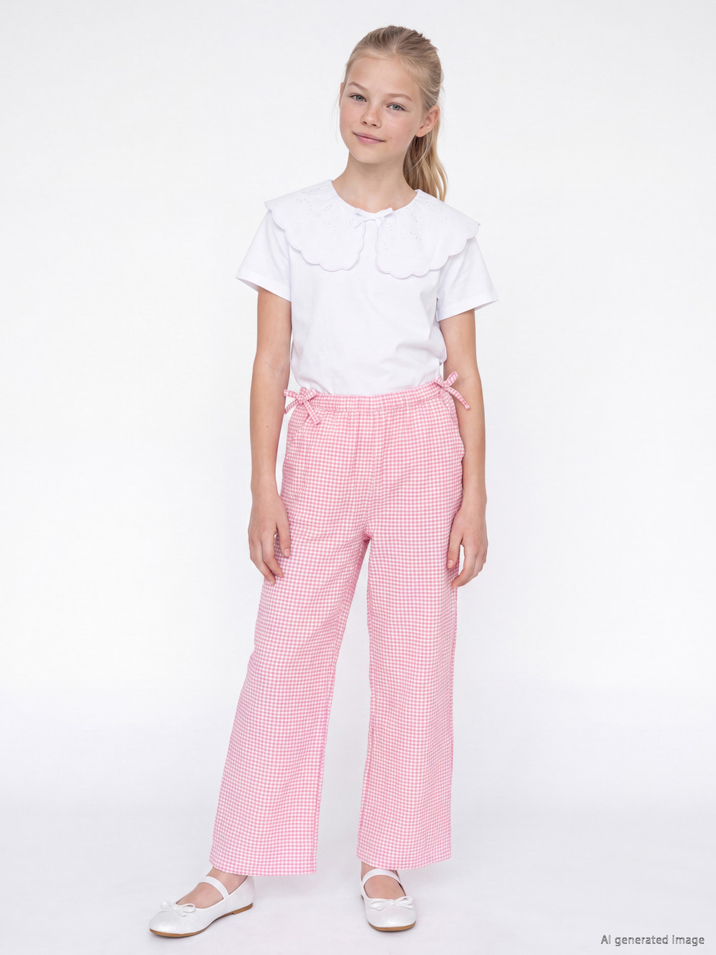 Loose Fit Plaid Girls' Trousers