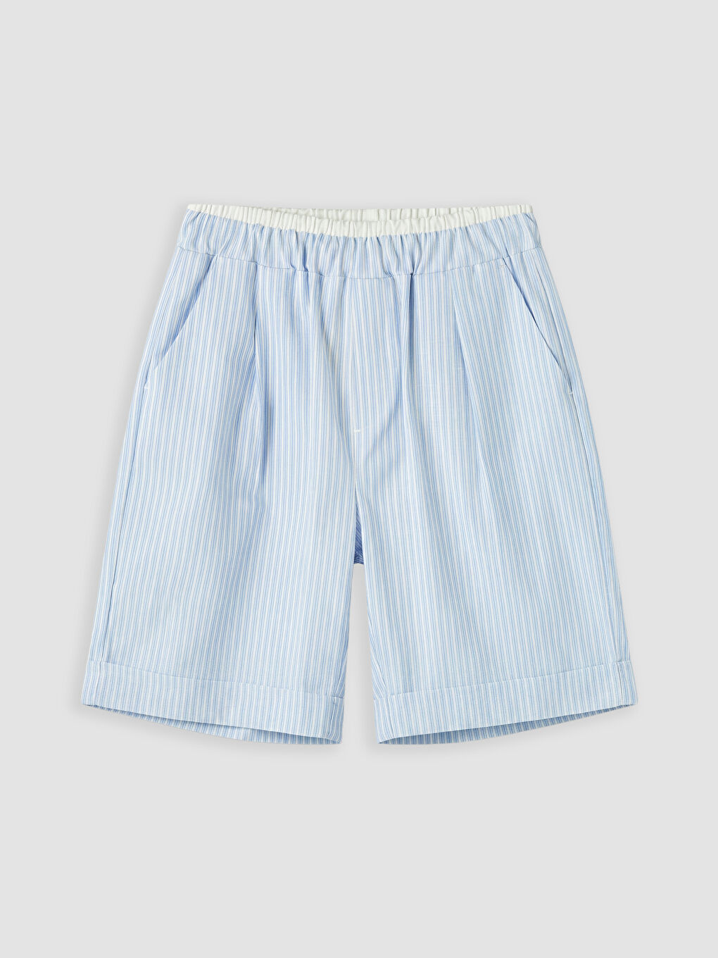 Mavi Beli Lastikli Kız Çocuk Poplin Şort