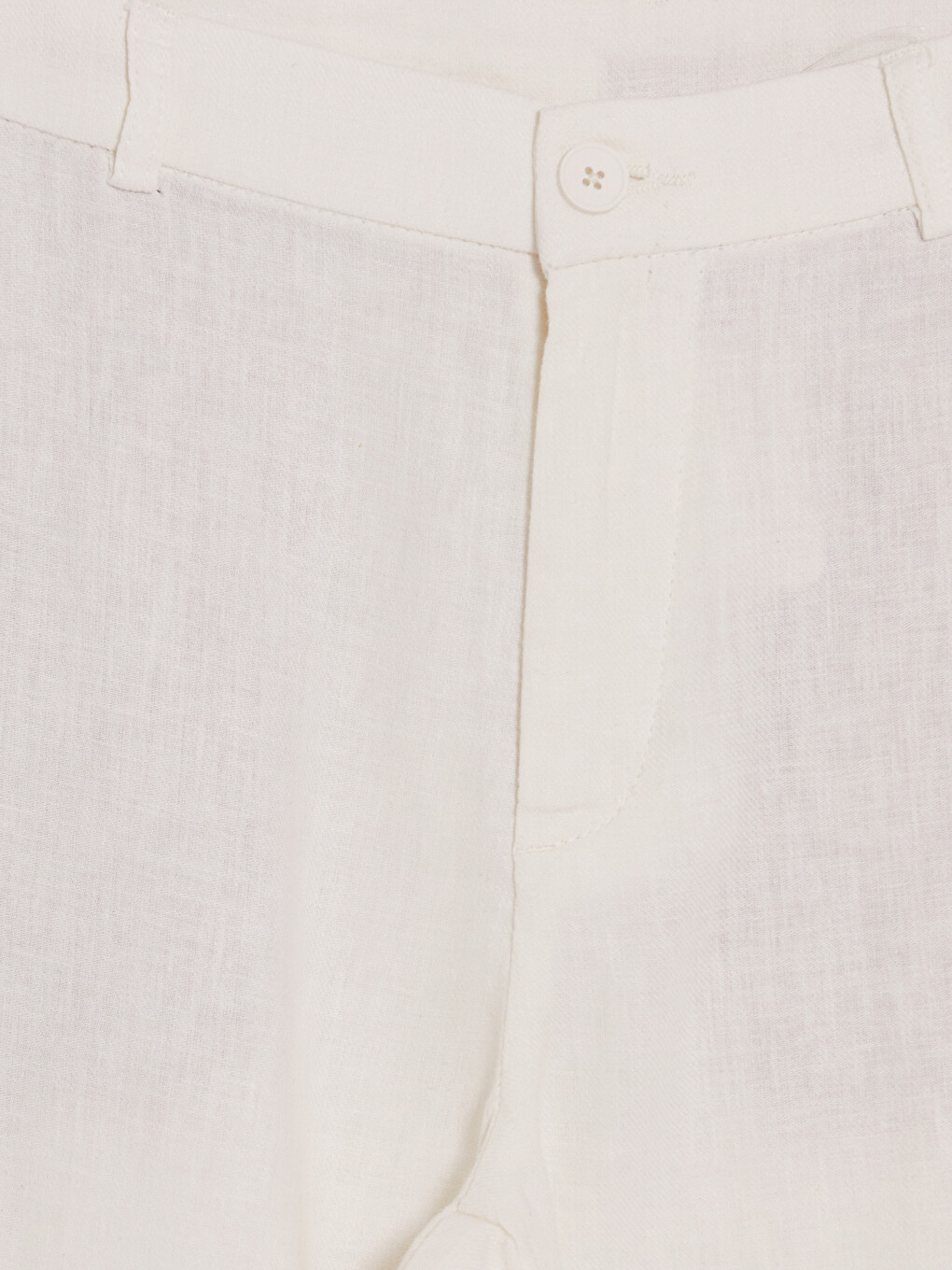 Beyaz Regular Fit %100 Keten Erkek Pantolon-1