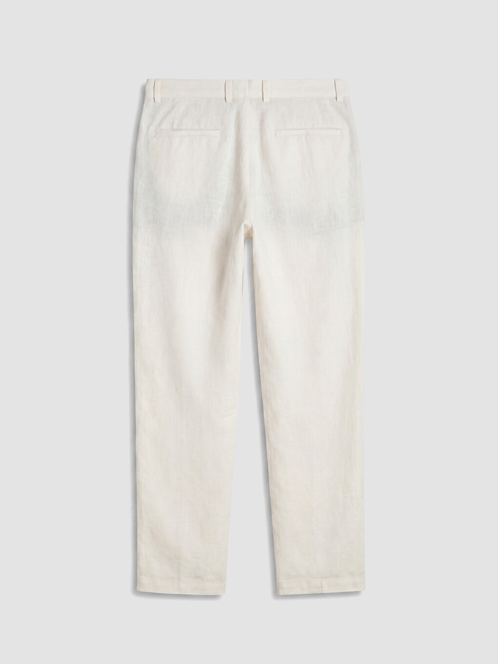 Beyaz Regular Fit %100 Keten Erkek Pantolon-2