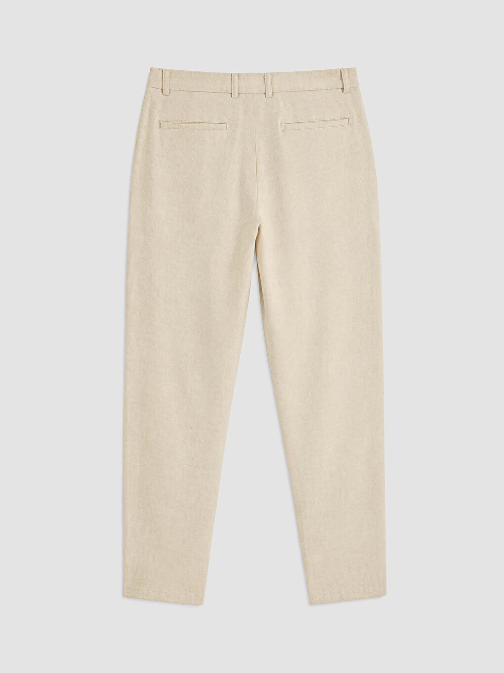 Bej Regular Fit %100 Keten Erkek Pantolon-1