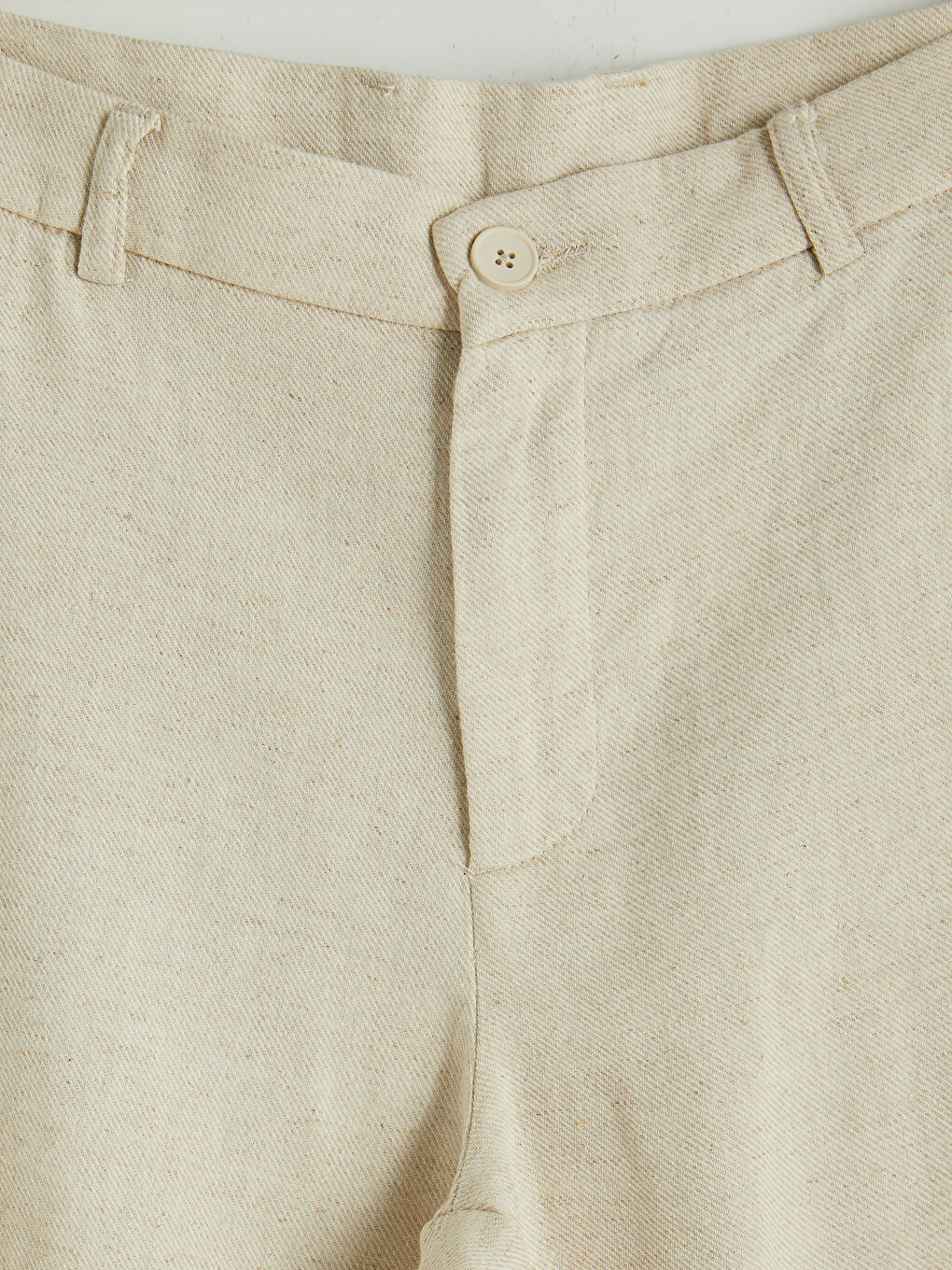 Bej Regular Fit %100 Keten Erkek Pantolon-2