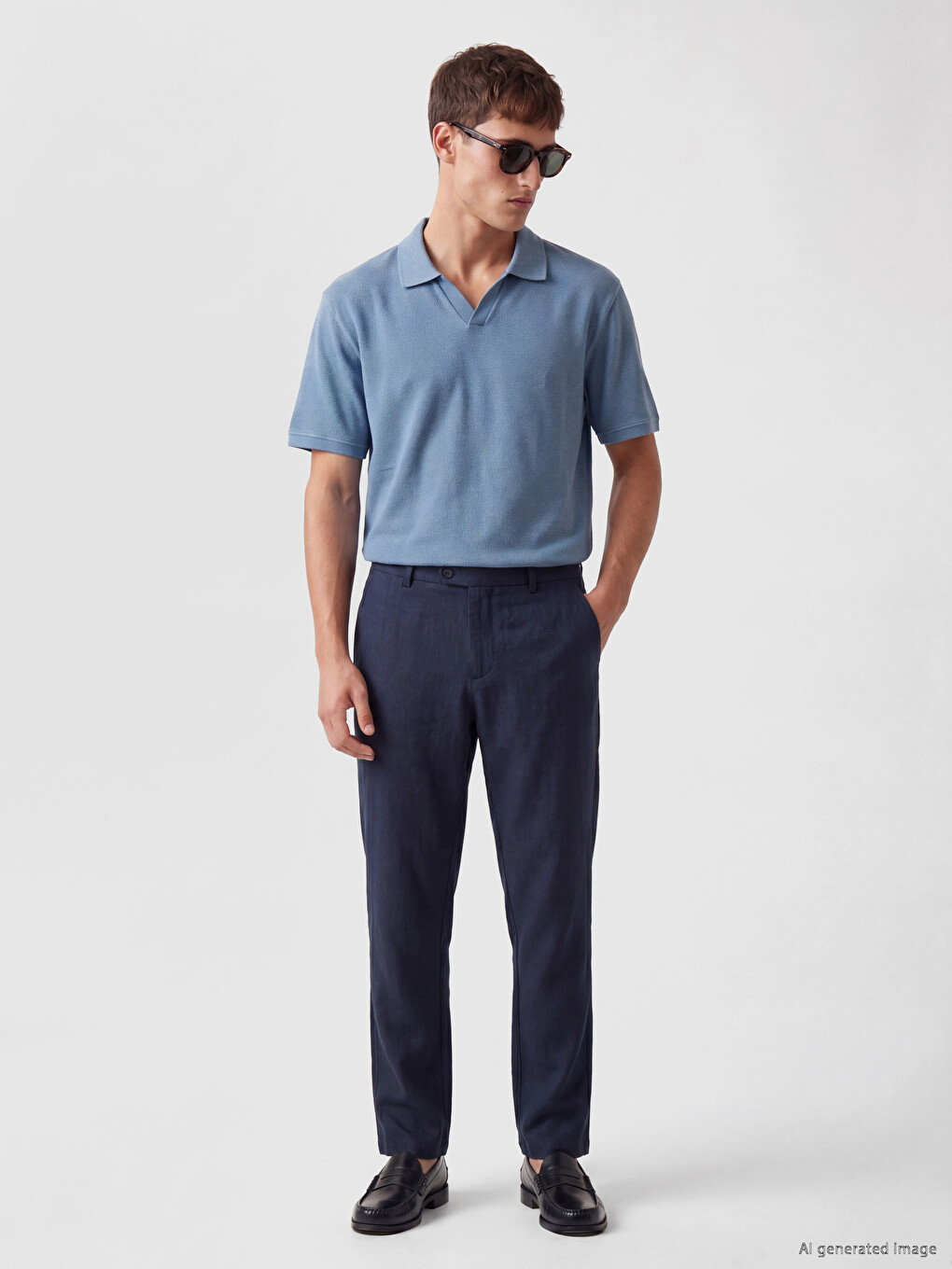 Regular Fit %100 Linen Men's Trousers-1
