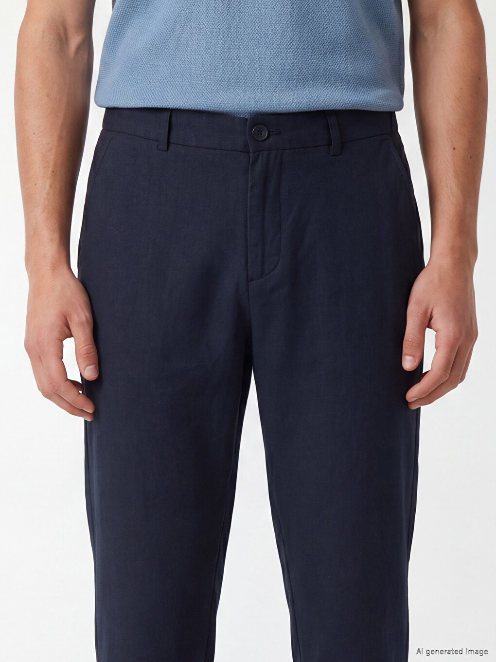 Regular Fit %100 Linen Men's Trousers-2