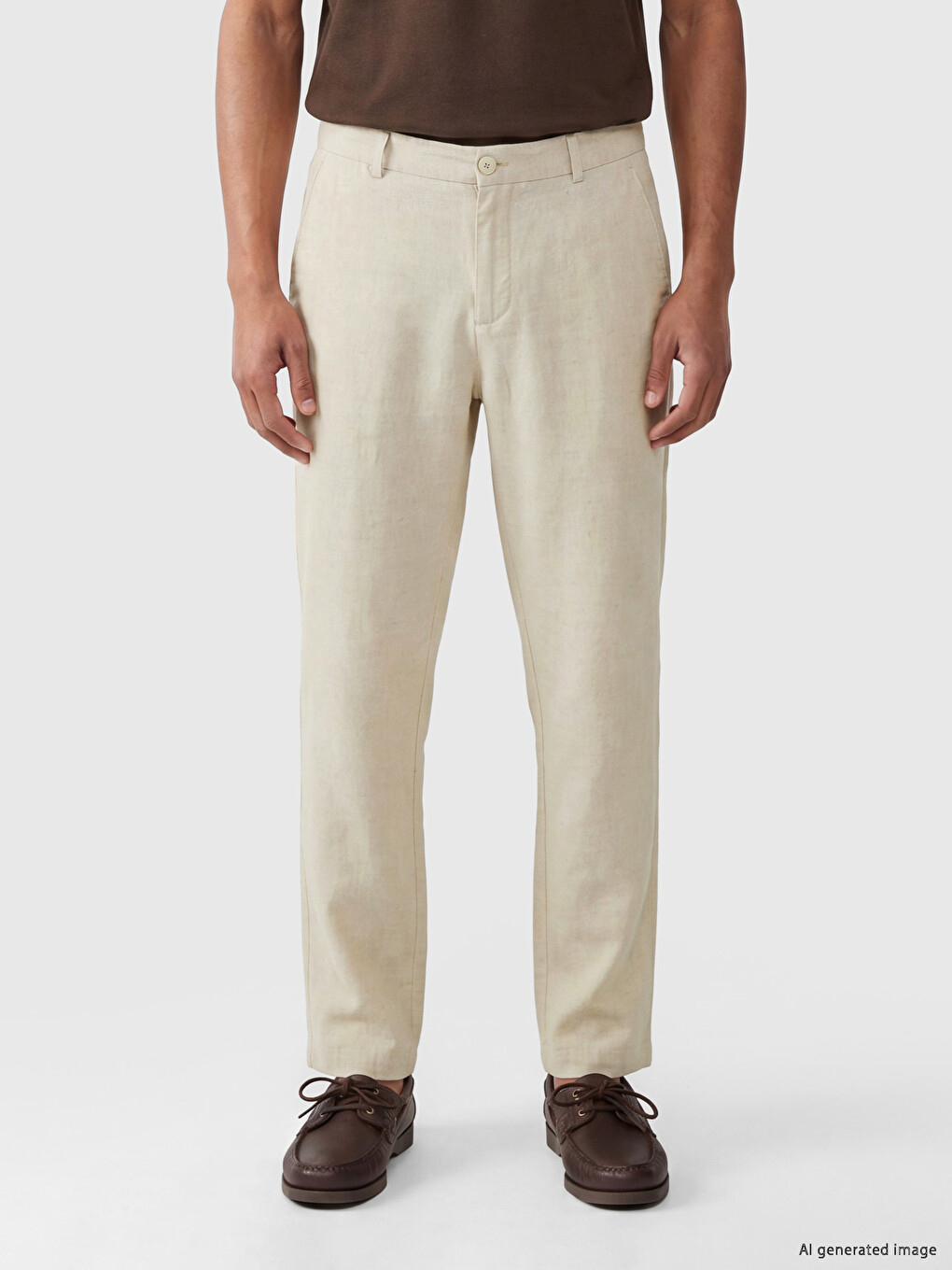 Regular Fit %100 Linen Men's Trousers-1