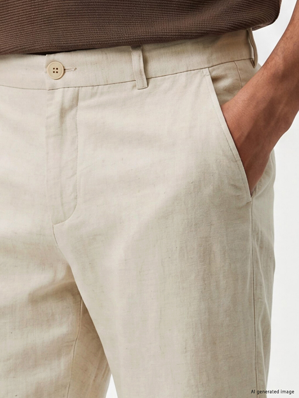 Regular Fit %100 Linen Men's Trousers-2