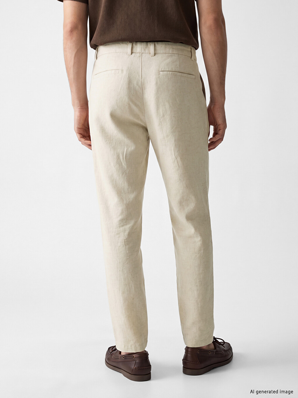 Regular Fit %100 Linen Men's Trousers-3