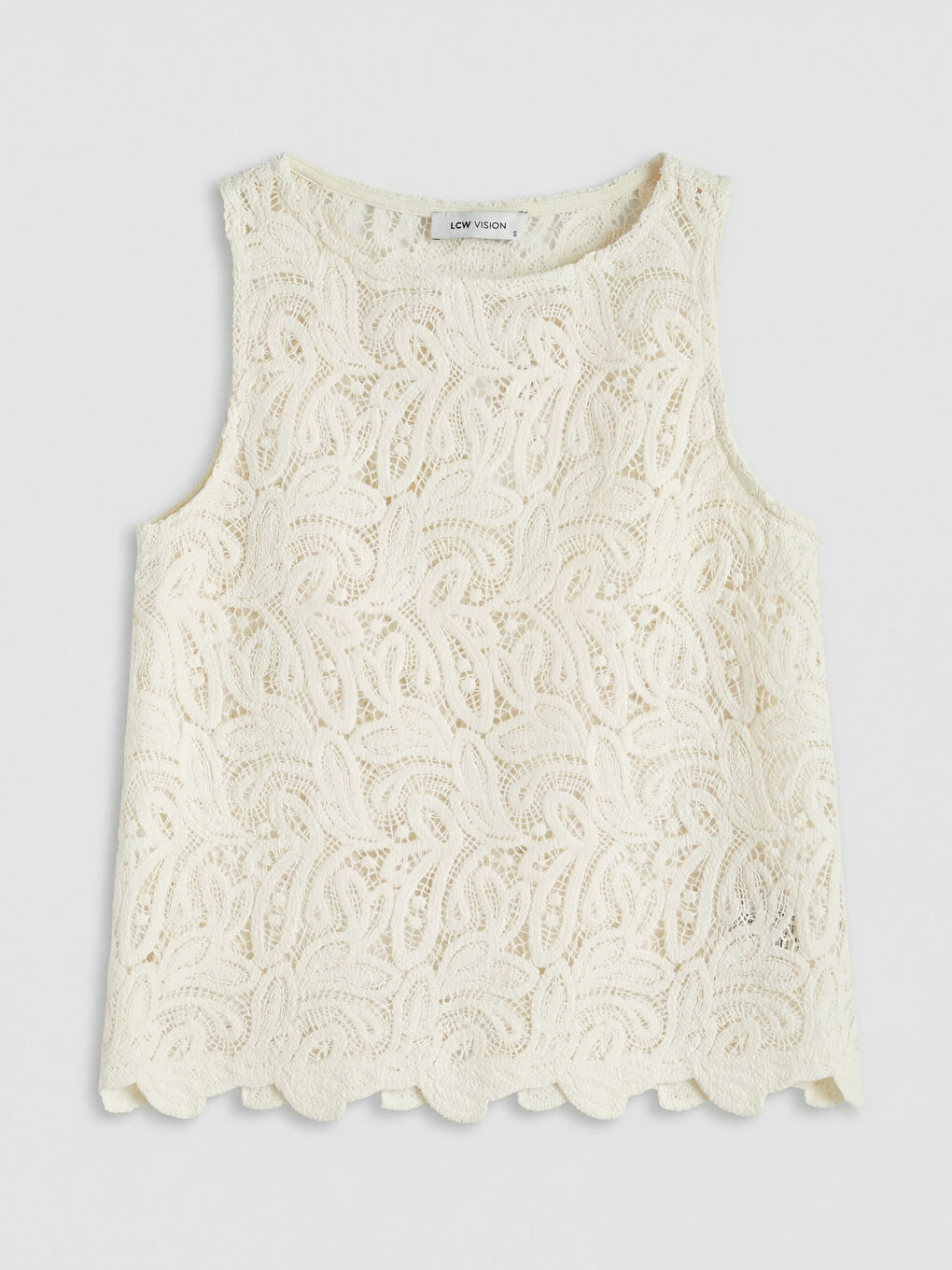 Beyaz Bisiklet Yaka Dantelli Bluz-4