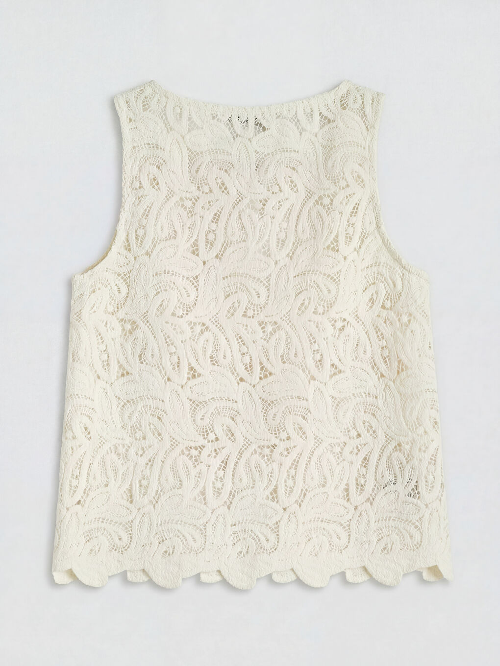 Beyaz Bisiklet Yaka Dantelli Bluz-5