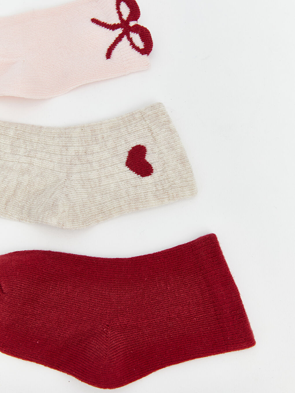 Pembe Desenli Kız Bebek Soket Çorap 5'li-1