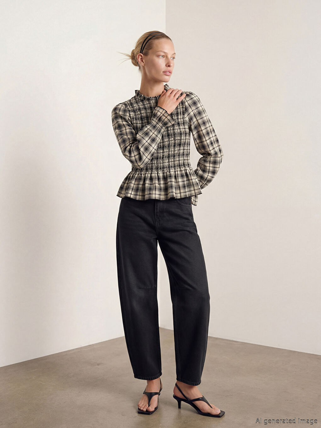 Siyah Baggy Fit Kadın Jean Pantolon