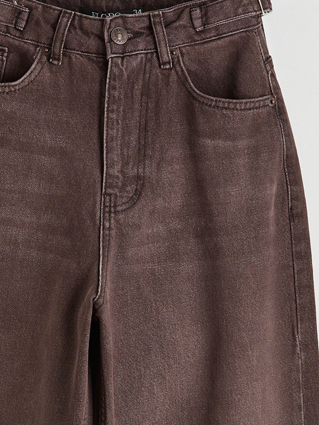 Kahverengi Wideleg Kadın Jean Pantolon	-5