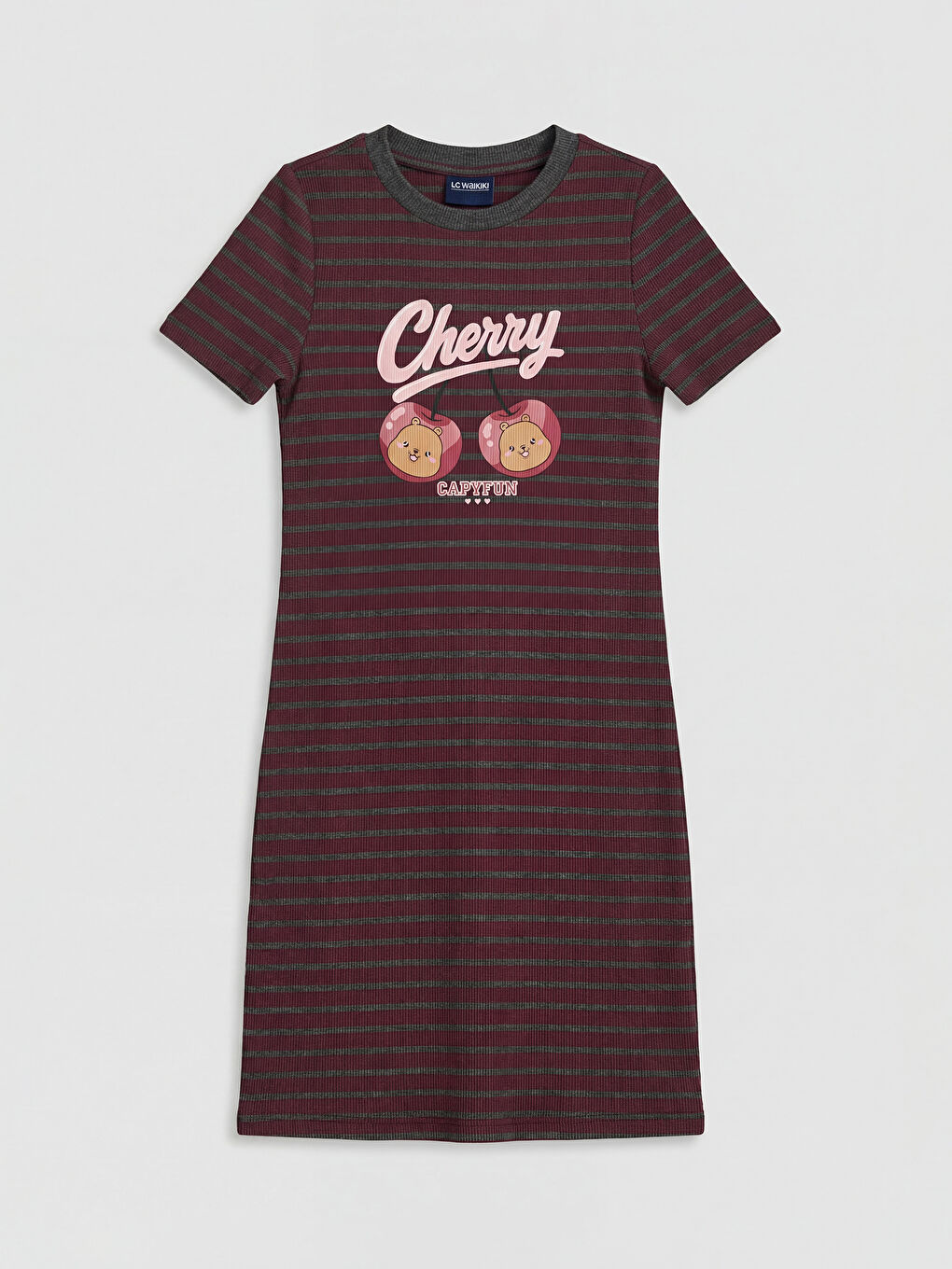 Mürdüm Capyfun Baskılı Kız Çocuk Fitilli Elbise