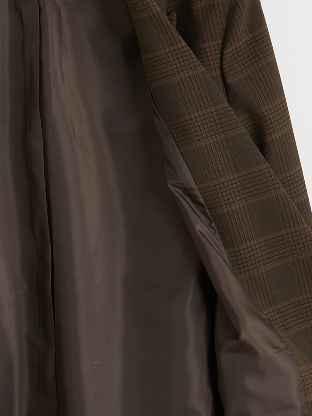 Kahverengi Kruvaze Yaka Ekose Kadın Blazer Ceket-2