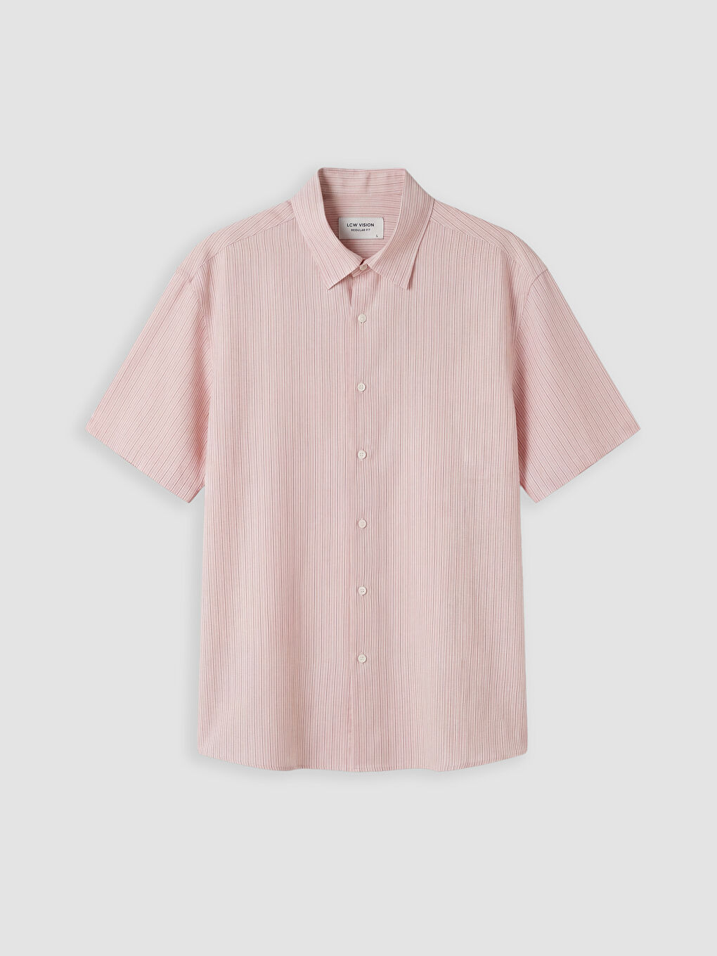 Pembe Regular Fit Çizgili Erkek Gömlek-4