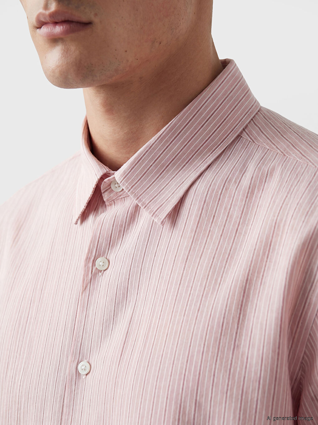 Pembe Regular Fit Çizgili Erkek Gömlek-2