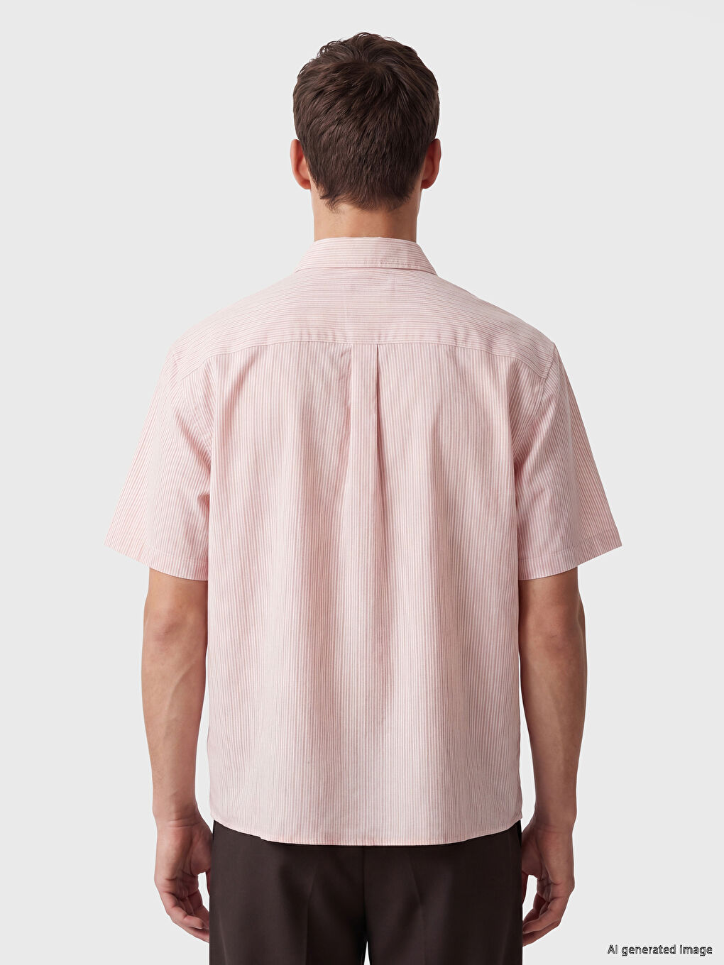 Pembe Regular Fit Çizgili Erkek Gömlek-3