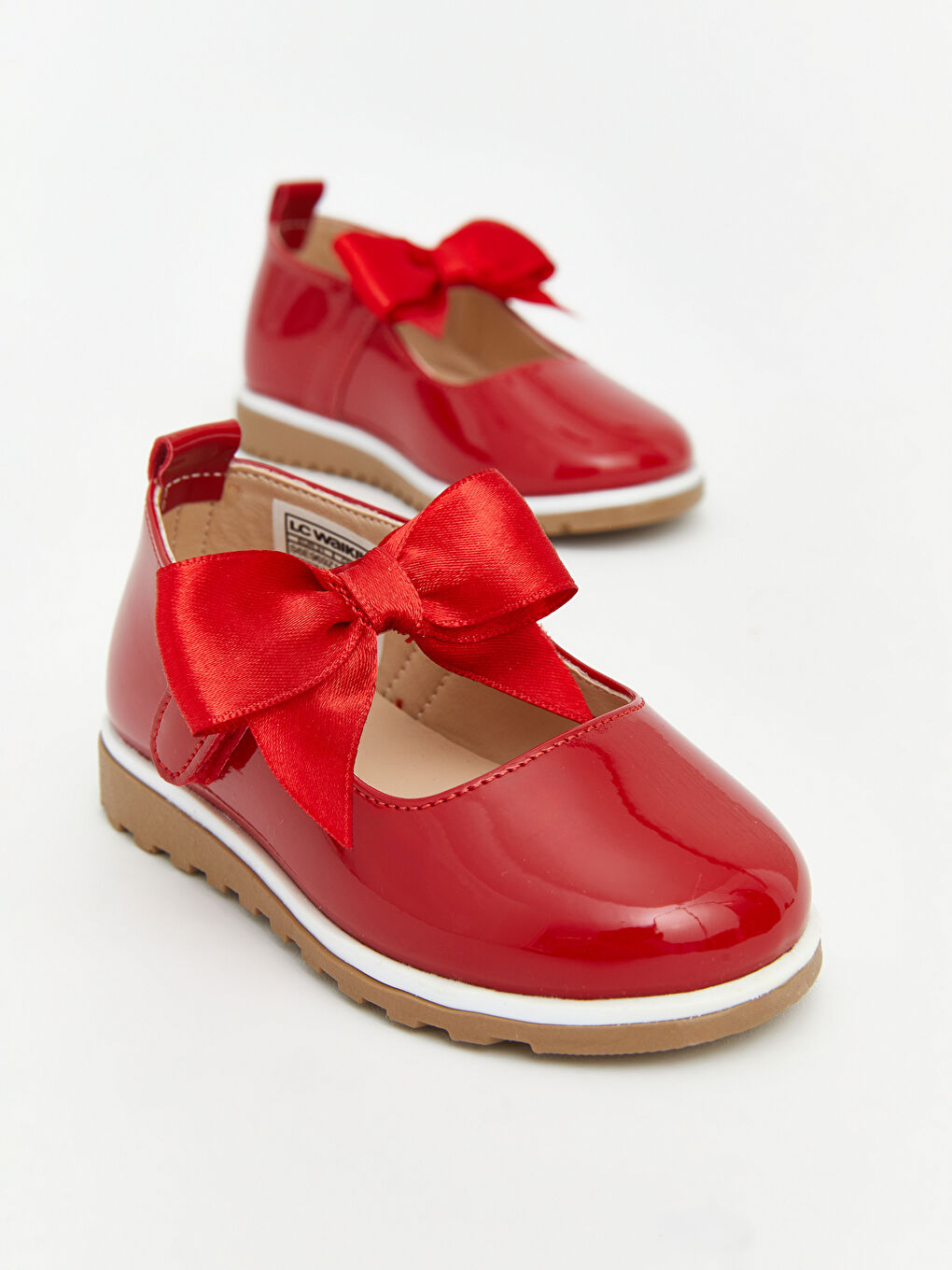 Kırmızı Fiyonk Detaylı Kız Bebek Babet	-2