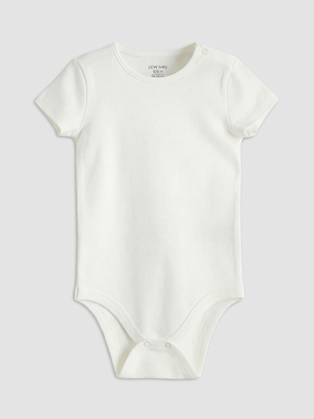 Ekru Bisiklet Yaka Kısa Kollu Kız Bebek Çıtçıtlı Body 2'li-2