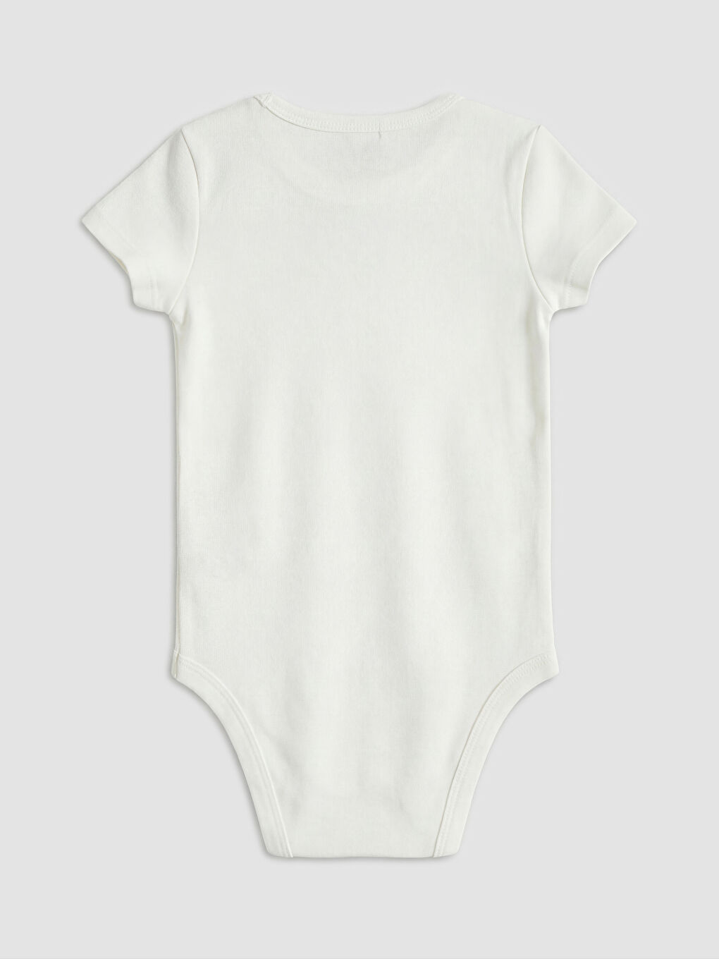 Ekru Bisiklet Yaka Kısa Kollu Kız Bebek Çıtçıtlı Body 2'li-6