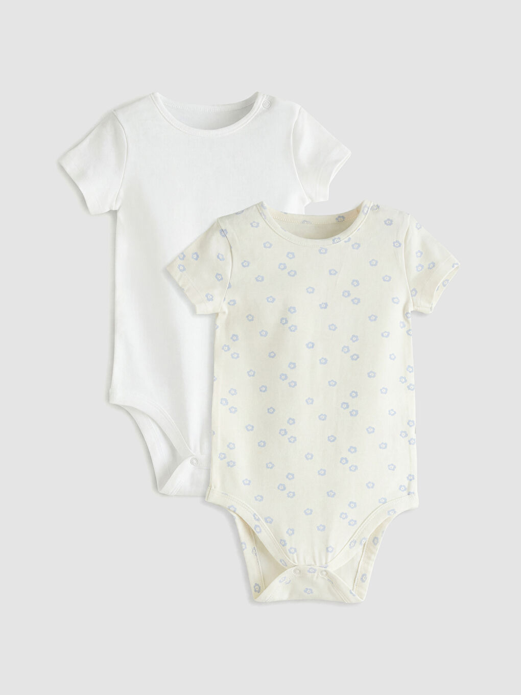 Ekru Bisiklet Yaka Desenli Kız Bebek Çıtçıtlı Body 2'li