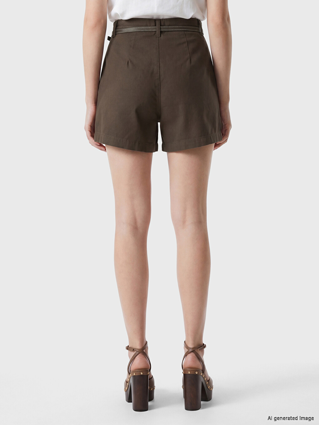 Belted Waist Women's Jean Shorts-3