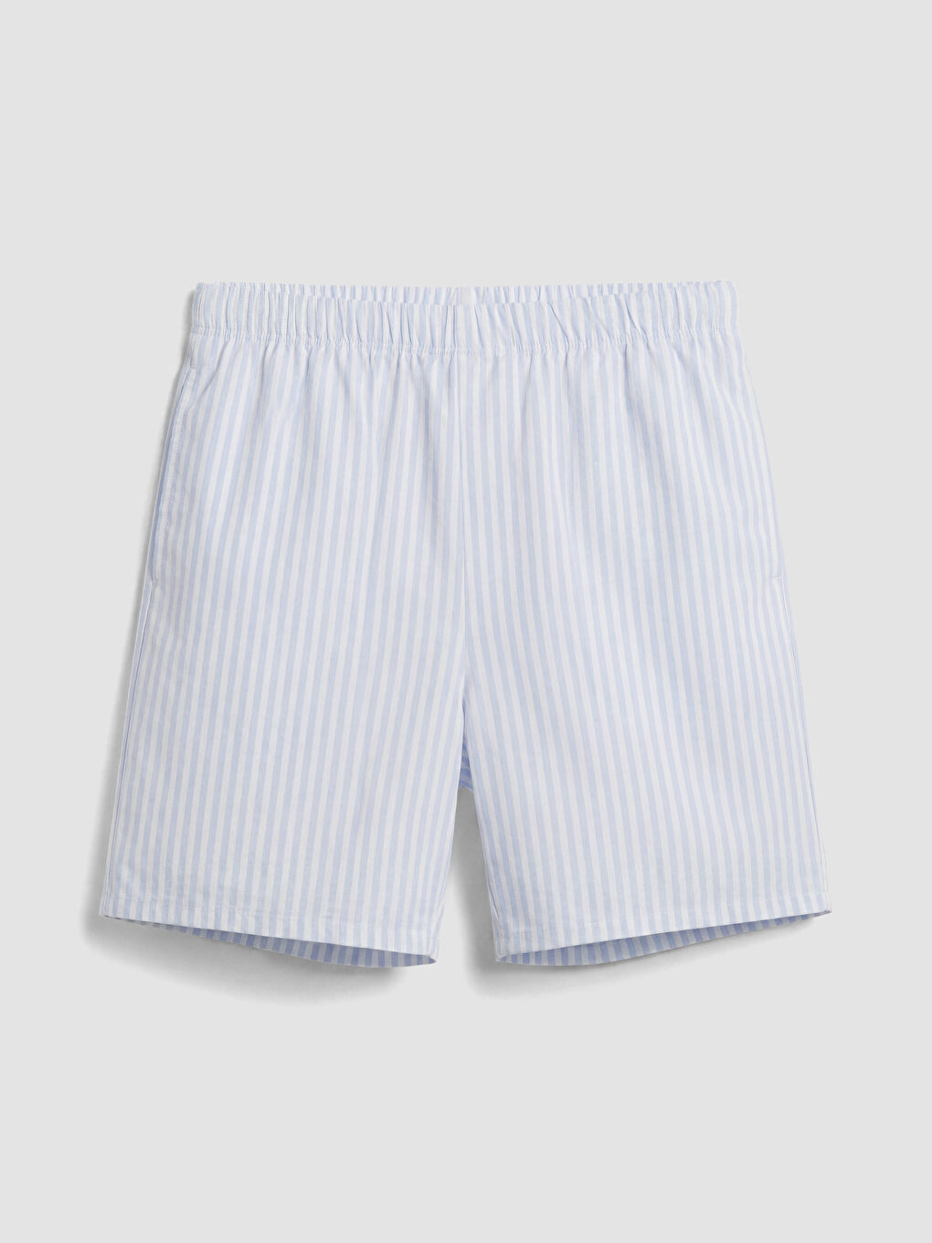 Mavi Gömlek Yaka Çizgili Kadın Şortlu Pijama Takımı-4