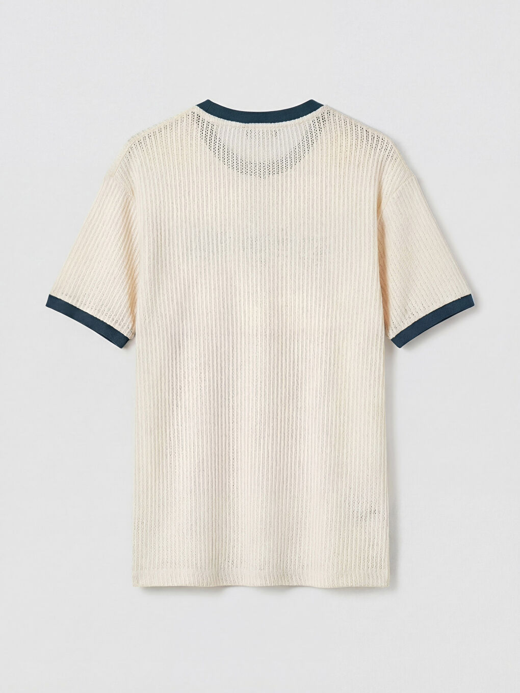 Ekru Relaxed Fit Bisiklet Yaka Baskılı Erkek Tişört-1