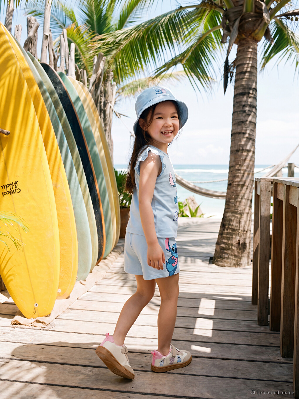 Stitch Printed Girls' Shorts