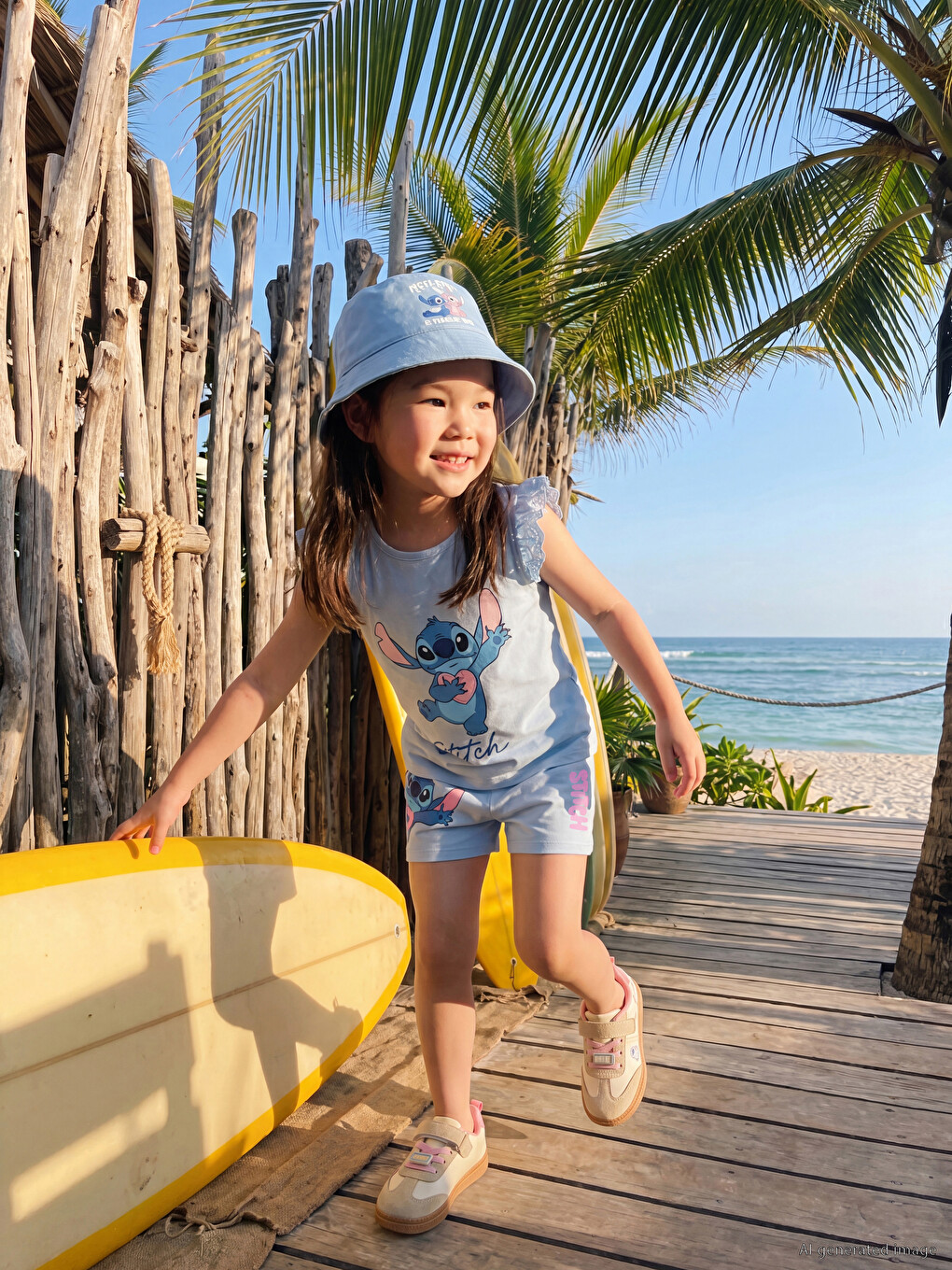 Stitch Printed Girls' Shorts-1