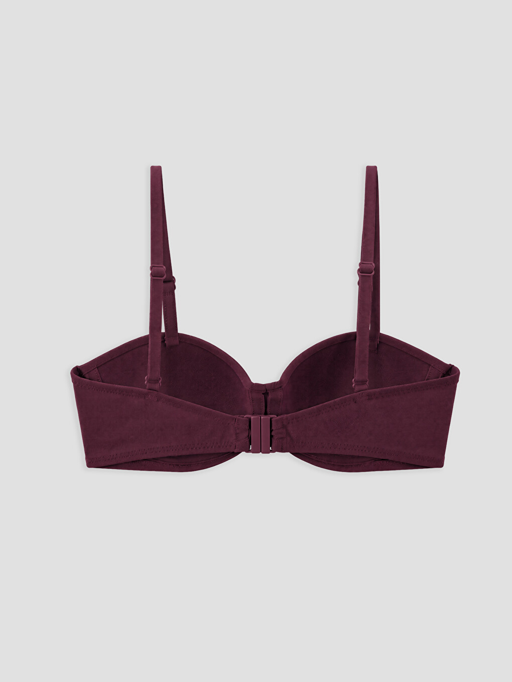 Mürdüm Balenli Dolgusuz Kadın Büzgülü Bikini Üst-1