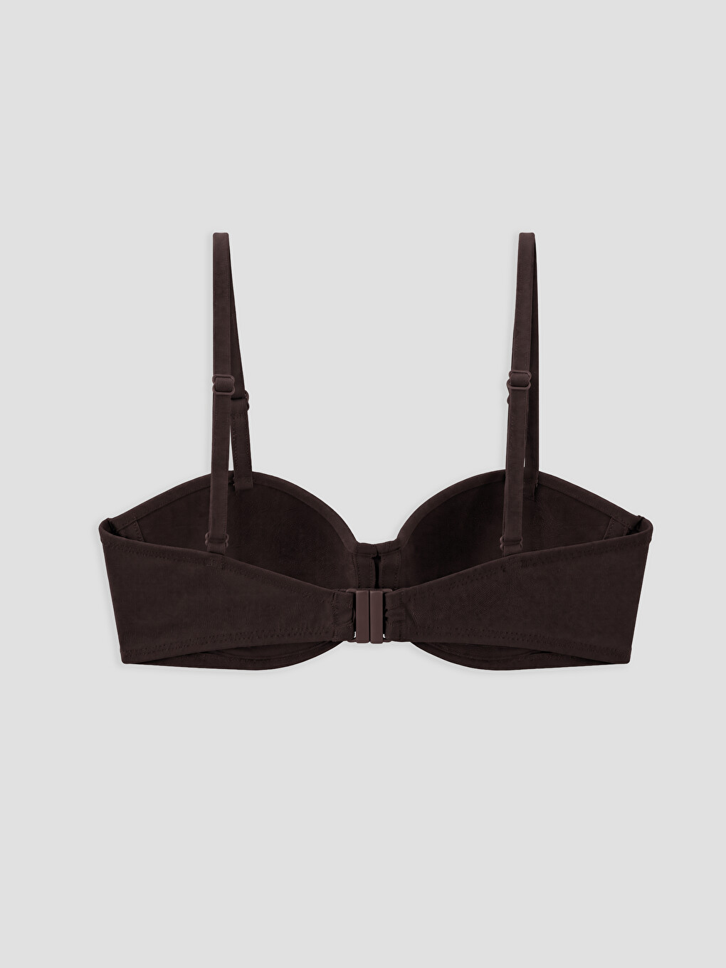 Kahverengi Balenli Dolgusuz Kadın Büzgülü Bikini Üst-1