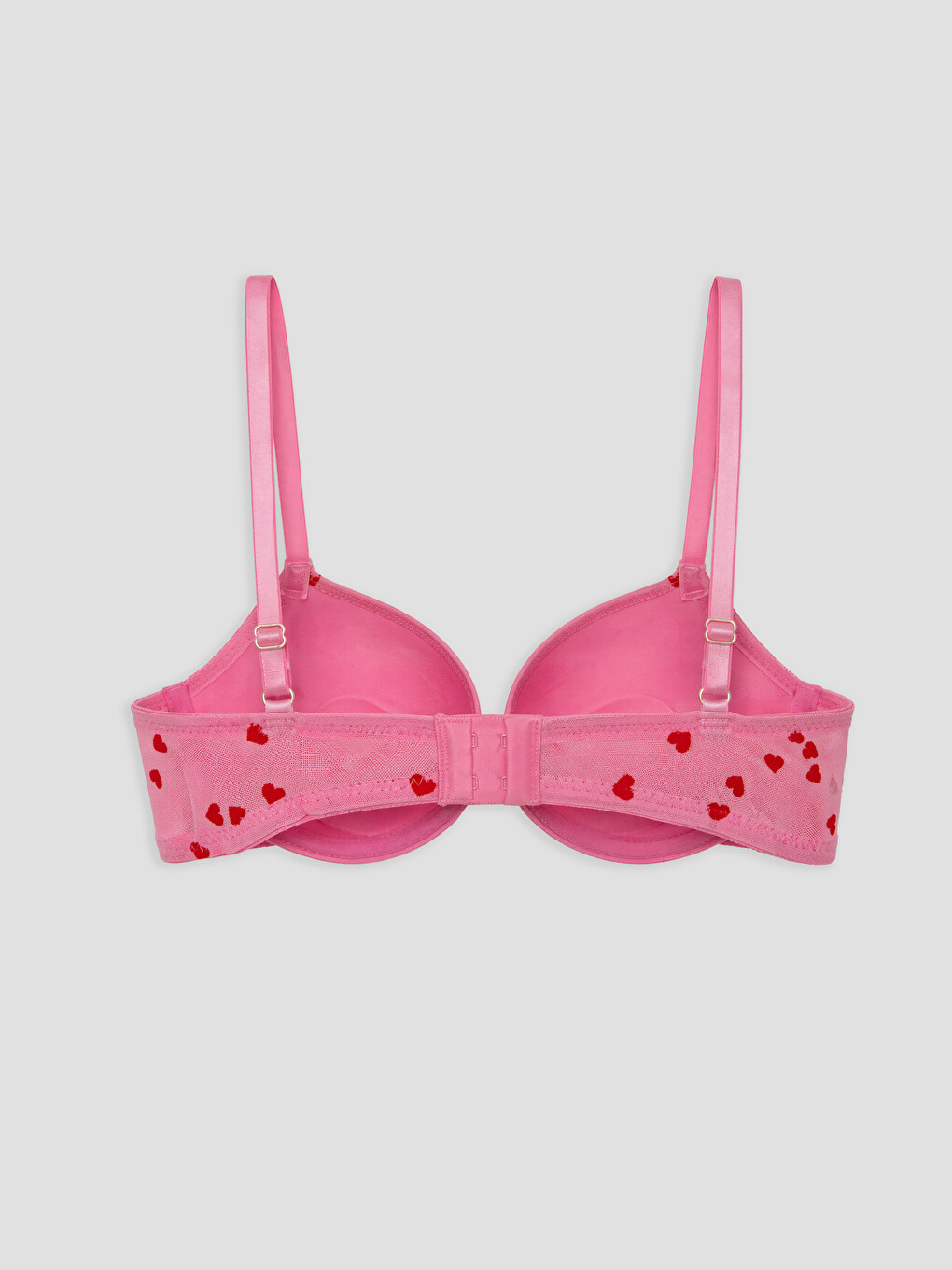 Pembe Balenli Dolgulu Kalp Nakışlı Tişört Sütyen-1