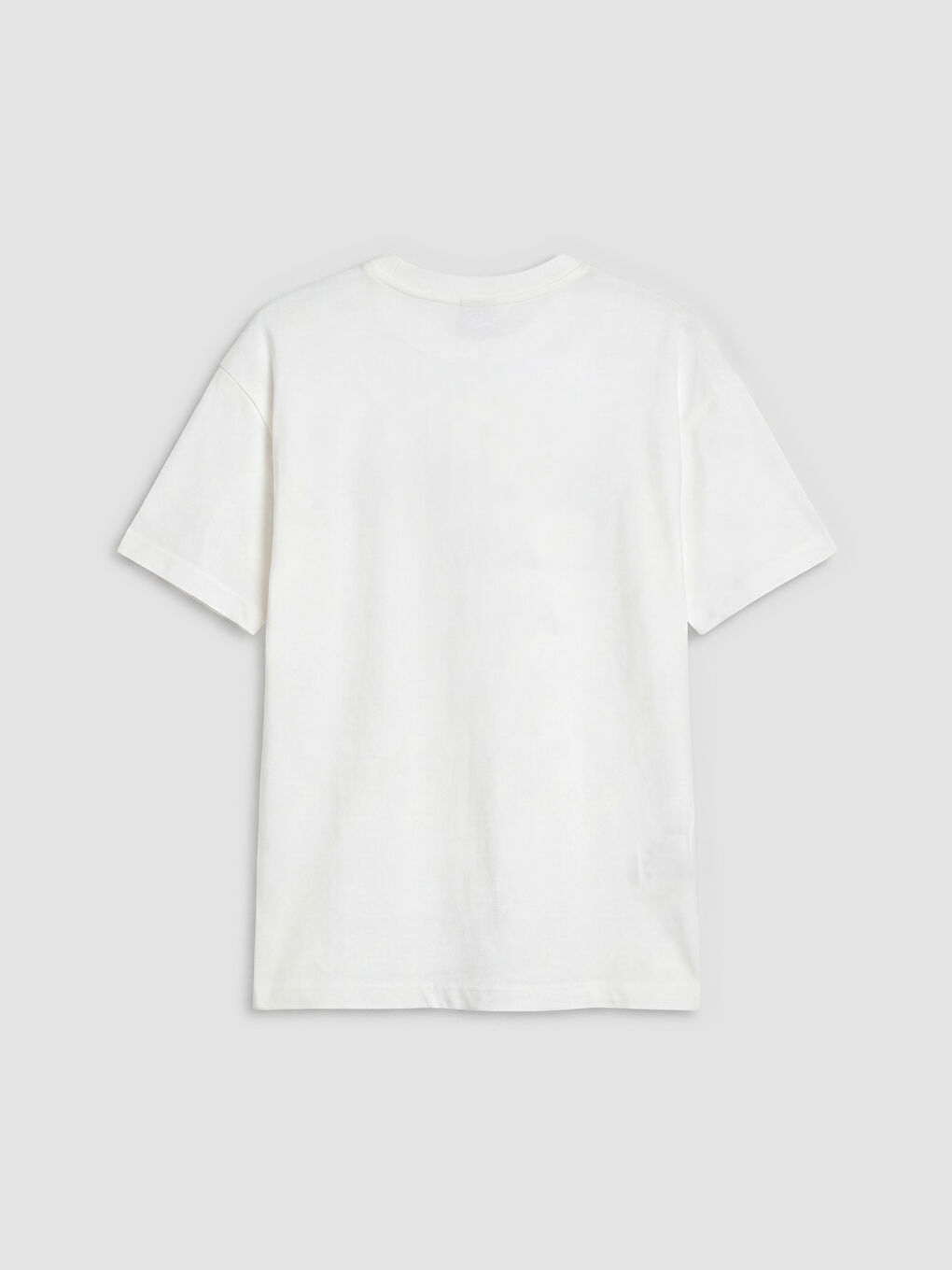 Beyaz Bisiklet Yaka Baskılı Kız Çocuk Tişört-1