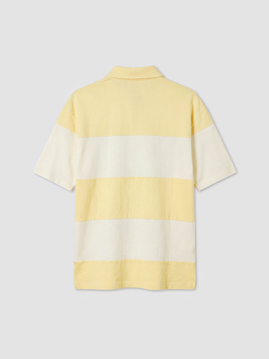 Sarı Polo Yaka Renk Bloklu Erkek Tişört-5