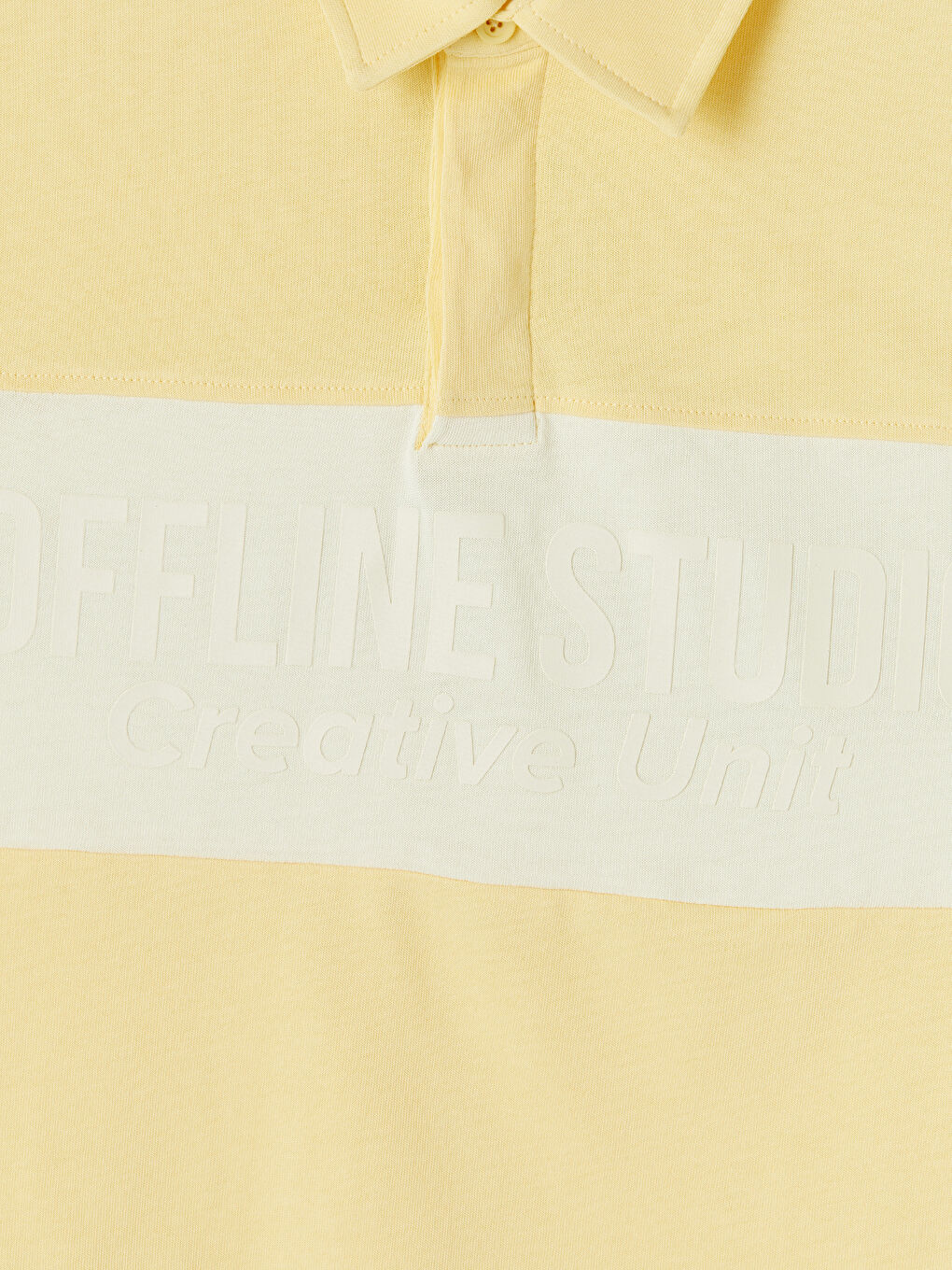 Sarı Polo Yaka Renk Bloklu Erkek Tişört-6