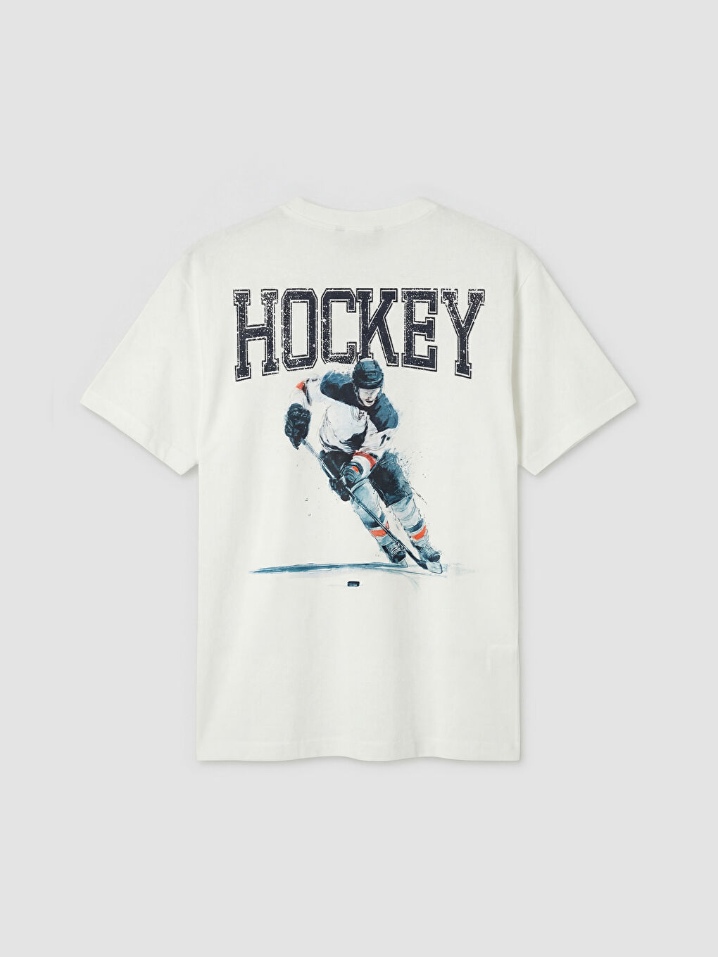 Ekru Bisiklet Yaka Penye Erkek Tişört-1