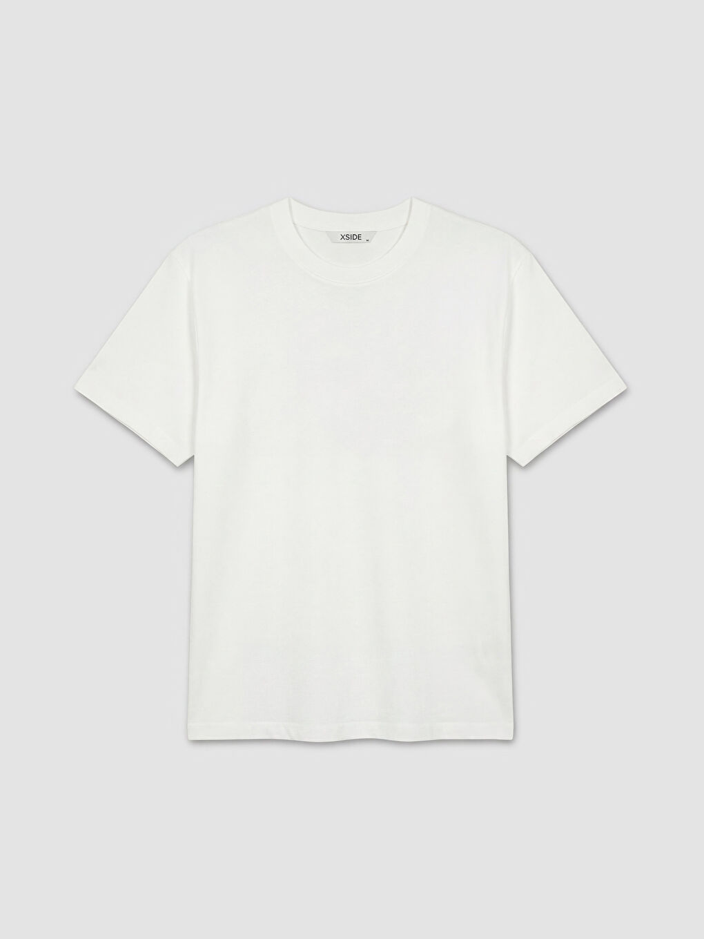 Beyaz Bisiklet Yaka Baskılı Penye Erkek Tişört