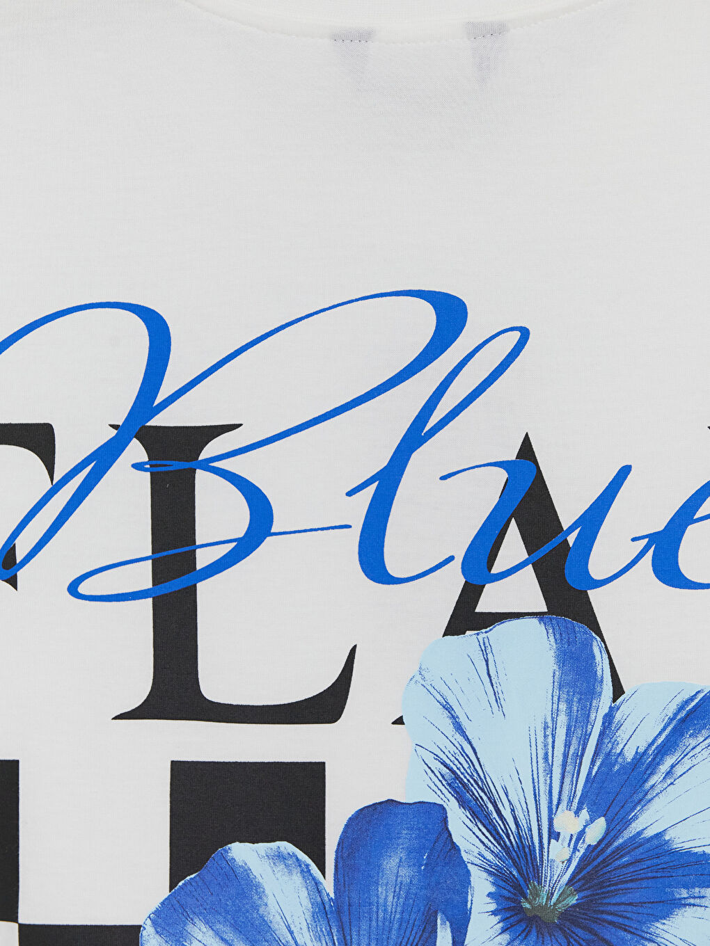 Beyaz Bisiklet Yaka Baskılı Penye Erkek Tişört-3